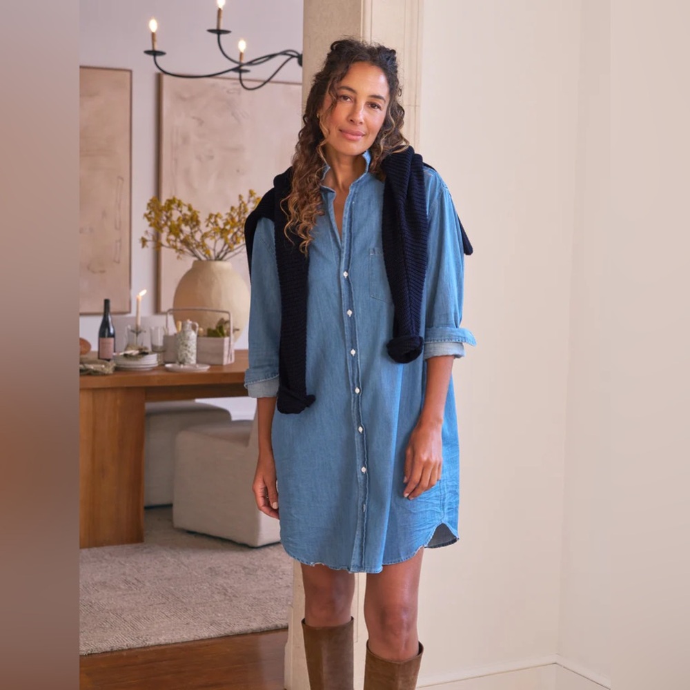 Frank & Eileen Mary Classic Shirtdress Famous Denim Vintage Stonewashed Indigo - Picture 10 of 11